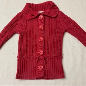 Girls Red Cardigan Sweater Button Down